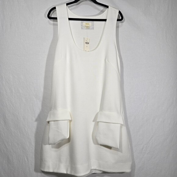 MAEVE by ANTHROPOLOGIE Sirencore Elevated Basic IVORY Texture Mini Dress Size XL - Picture 4 of 17